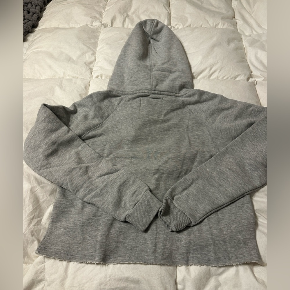 Superdry Ace Metal Crop Hoodie - NWT - Size 10 Gray Hoodie with Gold Logo - Picture 5 of 16